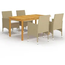 vidaXL Polyrattan Garten-Essgruppe 5-tlg. beige 3067763
