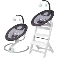 BabyGO Hochstuhl »Family Homey Set, weiß/dunkelgrau«, mit elektrischer Babywippe
