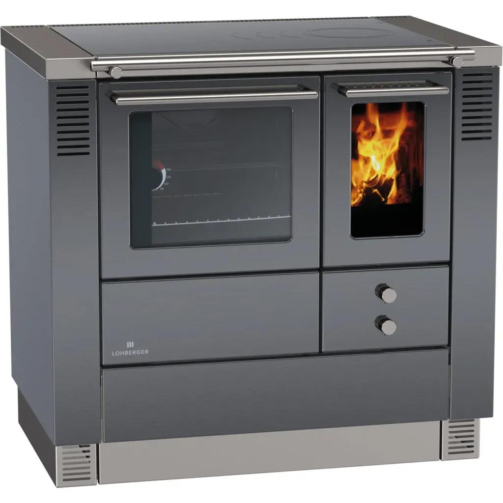 Lohberger Festbrennstoffherd Varioline LC 75 B Edition - schwarz-grau matt