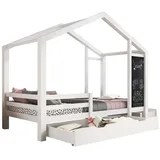 XDOVET Hausbett 90 x 200 cm Kiefer massiv weiß