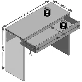 FMD Checker Konsolentisch 100 x 40 x 80 cm weiß