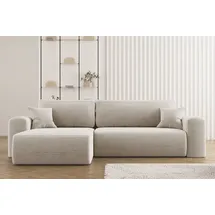Kaiser Möbel Ecksofa mit Schlaffunktion L-förmiges Sofa Capri Stoff Poso Beige Rechts