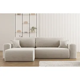 Kaiser Möbel Ecksofa mit Schlaffunktion L-förmiges Sofa Capri Stoff Poso Beige Rechts