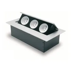 Steckdose 3-fach mit Erdung franz/belg System Typ E Aluminium/Metall AE-PB03GU-53 GTV 7689