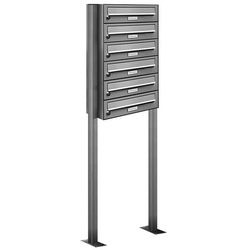 AL BRIEFKASTENSYSTEME Briefkasten »Premium«, (BxH): 46.5 x 150cm, Anzahl Schlitze: 6, stehend - silberfarben