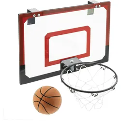 Haushalt International Mini-Basketballkorb 45x30cm mit 20cm Ring, Netz, Ball & Pumpe