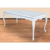 Casa Padrino Barock Esstisch Weiß 200 x 100 x H. 90 cm - Massivholz Küchentisch mit Glasplatte - Barock Esszimmer Möbel - Weiß