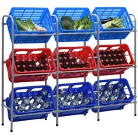 VidaXL Kastenregal 9 Kisten Silbern 145x33x116 cm Stahl