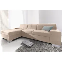 Ecksofa DOMO COLLECTION "Star, zeitlose Formensprache, elegante Optik, Breite 248cm, L-Form", beige (natur), B:248cm H:74cm T:150cm, Softlux-Kunstleder;Primabelle-Microfaser;Struktur (90% Polyester und 10% Polyacryl), Sofas, Ecksofa, wahlweise mit Bettfunktion
