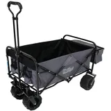 TRUTZHOLM® Bollerwagen faltbar Breitreifen | Falt-Bollerwagen Gartenwagen Transportwagen Handwagen Strandwagen Kinderbuggy Ausflug Einkauf (Breitreifen | ohne Dach, Grau | Schwarz)