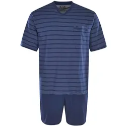 hajo Herren Schlafanzug Set - Shorty, kurz, Kurzarm, Klima-Light, Cotton-Mix Blau M