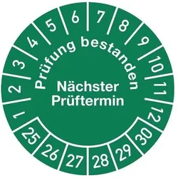 Mehrjahresprüfplakette D.30mm Prüfung bestanden 25-30 Folie Btl.a 100 St.