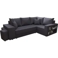 ALTDECOR Ecksofa mit Schlaffunktion und Bettkasten, Polstercouch in U-Form rechts angeordnet, rückenecht gepolstert, ideal als Gästebett DALS - 244x180x90cm Dunkelgrau