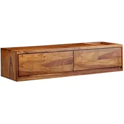 KADIMA DESIGN Massivholz Wand-Lowboard, Hochwertiges TV-Board aus Sheeshamholz, Modernes Design, 2 Schubladen