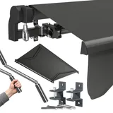 STEELSØN Kestria Markise für Balkon/Dachterrasse/Garten 300x250 cm – Gelenkarmmarkise Blickdicht & wetterfest – Außenrollo mit Kurbel aus Kunststoffgewebe – Sonnenmarkise mit Wandhalterung Anthrazit