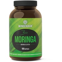 Wundergrün Bio Moringa Kapseln – Moringa Oleifera - 180 Kapseln mit je 600mg, Tagesdosis: 2400mg - vegan & biozertifiziert