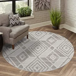 Teppich CARPET CITY "LINDO 8875", grün, H:11mm Ø:200cm, Obermaterial: 100% Polyester, Teppiche, Kurzflor, Hochtief-Muster/ 3D-Effekt, Boho-Stil, Wohnzimmer