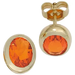 Paar Ohrstecker JOBO "Ovale Ohrringe mit Feueropal", gelb (gelbgold 585), Ohrringe, Damen, Gelbgold 585, 585 Gold