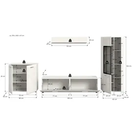 Möbel Kraft Wohnkombination ¦ weiß ¦ Maße (cm): B: 315 H: 160