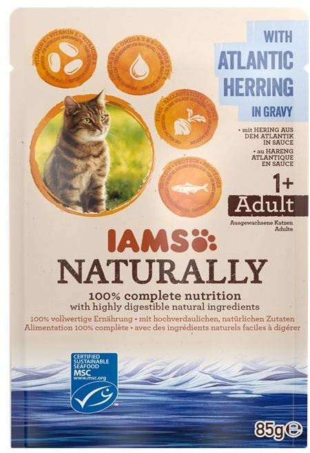 IAMS Naturally mit Hering aus dem Atlantik in Sauce 85 g