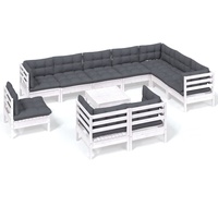 vidaXL 11-tlg. Garten-Lounge-Set mit Kissen Weiß Kiefer Massivholz