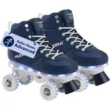 LED in Navy hochwertige Rollschuhe mit LED in blau/weiß Bequeme Rollschuhe in versch Doppelgrößen stilvolle Kinderrollschuhe für Jungen Mädchen