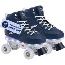 Hudora LED Roller Skates Advanced in Navy - hochwertige Rollschuhe mit LED in blau/weiß - Bequeme Rollschuhe in versch. Doppelgrößen - stilvolle Kinderrollschuhe für Jungen & Mädchen