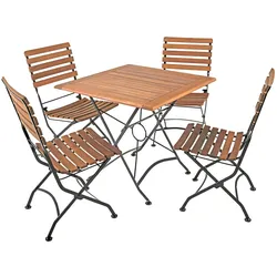 5-tlg. Holz Tischgruppe WIEN Garten Möbel Sitzgruppe Sitzgarnitur Gartenset Set