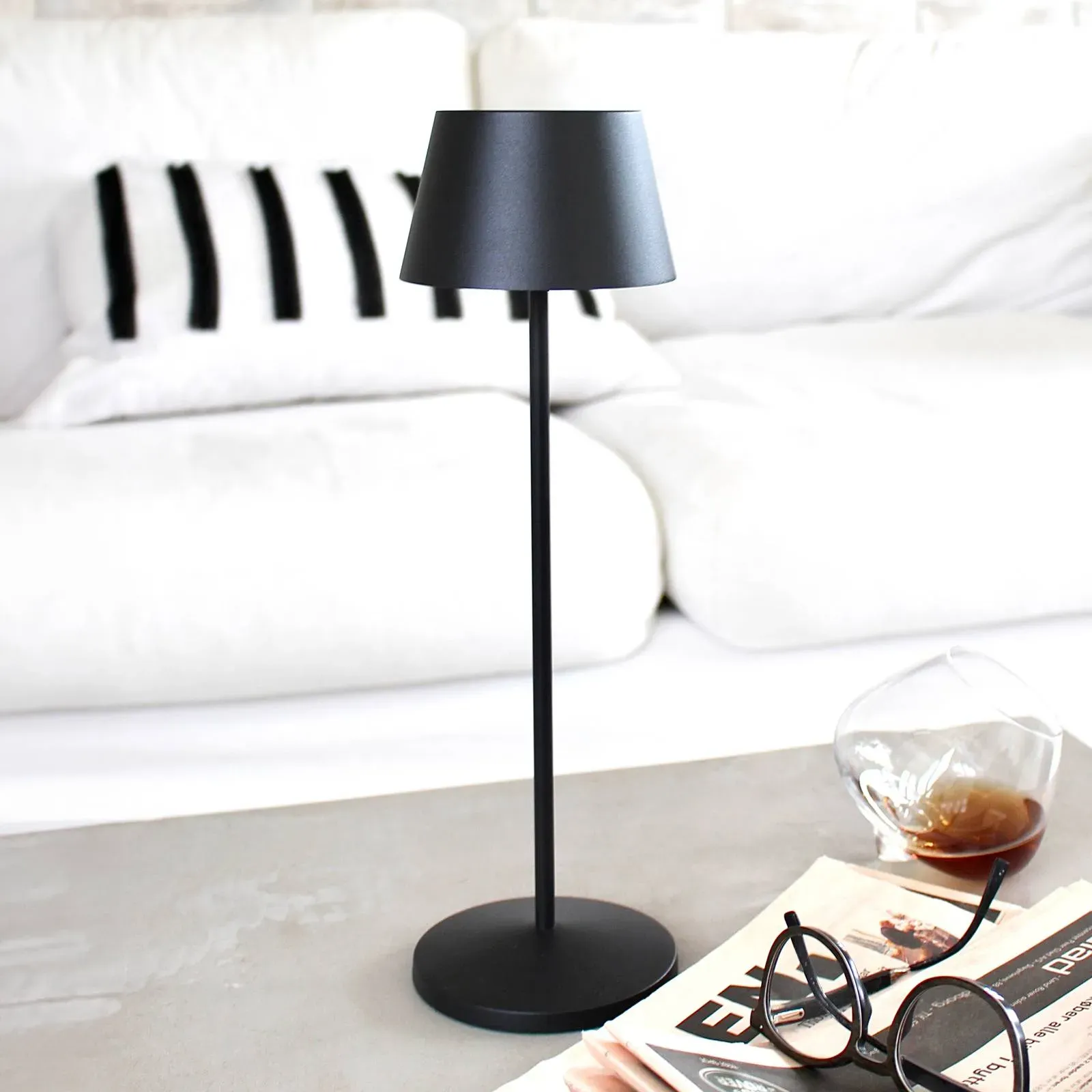 LOOM DESIGN LED-Akku-Terrassenleuchte Modi schwarz 36 cm CCT Modi, dimmbar, schwarz, für Wohn- / Esszimmer, Aluminium, Modern - 8.7 cm - 8.7 cm - 35.8 cm