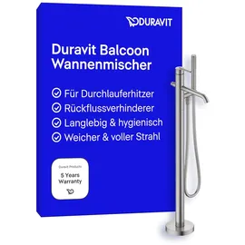 Duravit Balcoon Einhandwannenmischer Edelstahl gebürstet