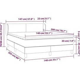 vidaXL Boxspringbett mit Matratze Dunkelblau 140x200 cm Samt