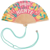 Legami – Faltfächer ¡Que Calor! Dolce Far Niente, abnehmbare und verstellbare Kordel im passenden Design, aus Polyester, Holzgriff, 3,6 x 23 cm