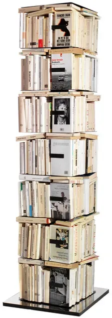 Büchersäule Ptolomeo X4 Opinion Ciatti silber, Designer Bruno Rainaldi, 197x52x52 cm