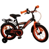 TPFSports Thombike Kinderfahrrad - Jungen 14 Zoll - Rücktritt + Handbremse - Schwarz/Orange