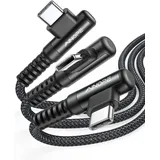 3 Stück USB C Ladekabel 3.1A Schnellladekabel USB C, AINOPE [1M+2M+3M] USB Kabel Typ C Winkel, haltbares Nylon geflochtenes ladekabel usb c für Samsung S20 S10 S9 S8 Plus, Huawei P30/P20, Google Pixel