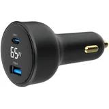 Gembird TA-UC-AC2PD65LCD-CAR-01, Auto, Zigarettenanzünder, Schwarz