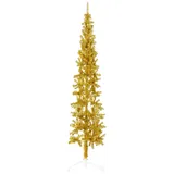 vidaXL Künstlicher Halb-Weihnachtsbaum mit Ständer Schlank Gold 240 cm