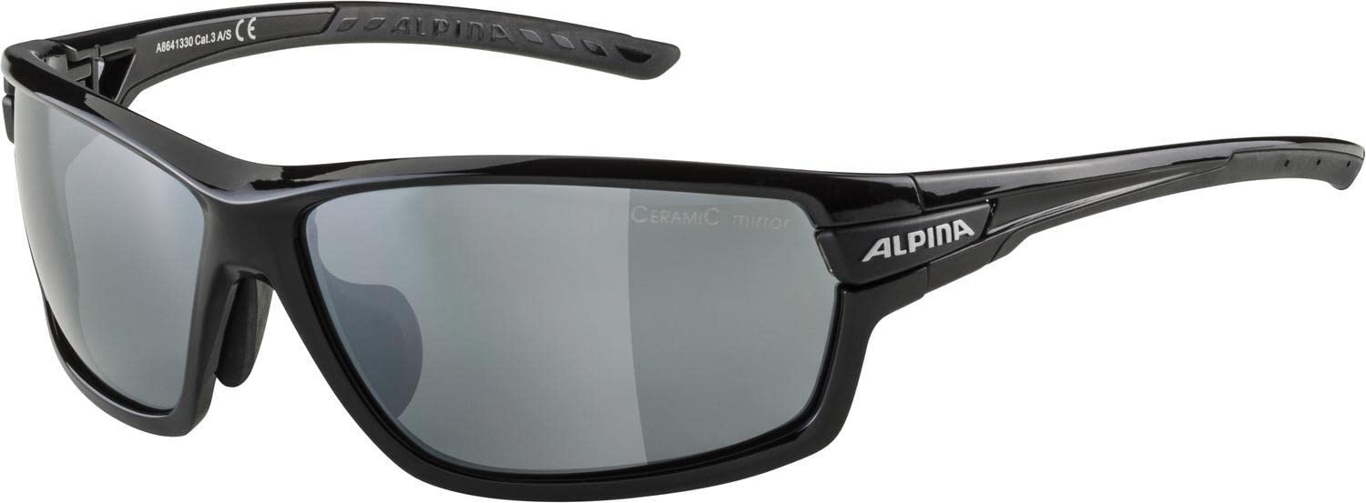 ALPINA TRI-SCRAY 2.0 - Indiv. Anpassbare, Bruchsichere Wechselscheiben Sport- & Fahrradbrille Mit 100% UV-Schutz Für Erwachsene, black gloss, One Size