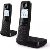 Philips Schnurlostelefon D2752B/12 - DECT - 2 Mobilteile - Haustelefon - Festnetz - Rufnummernerkennung - Schwarz