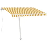 vidaXL Markise Manuell Einziehbar mit LED 300x250 cm Gelb Weiß