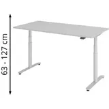 Hammerbacher VXDLR16 elektrisch höhenverstellbarer Schreibtisch lichtgrau rechteckig, T-Fuß-Gestell silber 160,0 x 80,0 cm