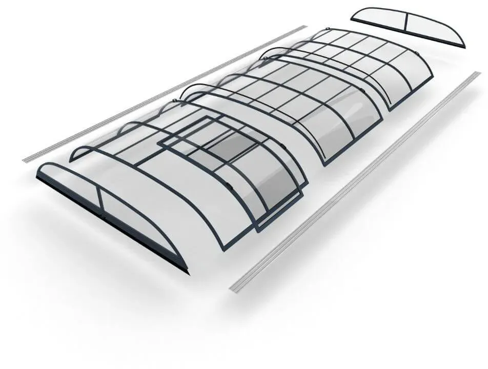 novacomet e-liner flat clear Überdachung, Beckengröße in Meter: 6 x 3 m Variante 2