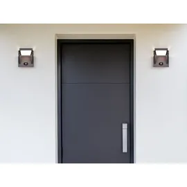 meine wunschleuchte 2er SET schwenkbare Hybrid Außen Wandleuchten mit Strom und Solar Fassadenlampen