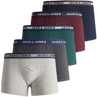 JACK & JONES Herren Unterhosen Shorts Boxershorts Trunks 5er Pack Farbe:Mehrfarbig, Wäschegröße:XL, Artikel:-DGM/sea Moss/Port Royale/Navy Blazer/LGM