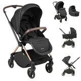 KIKKABOO Kinderwagen Lanah 2 in 1 Babywanne, Rückenlehne verstellbar, bis 22 kg schwarz
