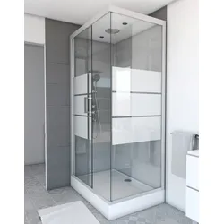 Komplettdusche MARWELL "Grey River Rectangle", grau (weiß, grau), B:110cm H:215cm T:80cm, Duschkabinen, inkl. Armaturen