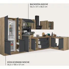 kochstation Winkelküche Florida L-Form 360 cm schwarz