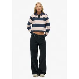 Superdry ATH ESS CROPPED STRIPE RUGBY Blau/Pink L