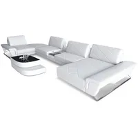 Sofa Dreams Wohnlandschaft, Weiß, Leder, Freiform, 456x89x243 cm, Wohnzimmer, Sofas & Couches, Wohnlandschaften, Wohnlandschaften in U-Form
