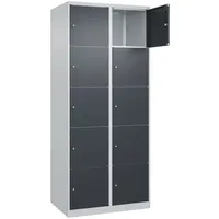 C+P Schließfachschrank Classic PLUS, 2 Abteile, 1850x800x500mm, 7035/7016 Innenhöhe Gefach oben (oberes 365 mm Front RAL 7016 Anthrazitgrau
